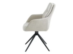 Chaise Avec Accoudoirs DIMIA - Tissu Et Métal - Crème -Mobilia Boutique chaise 479031
