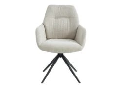 Lot De 2 Chaises Avec Accoudoirs DIMIA - Tissu Et Métal - Crème -Mobilia Boutique chaise 480069