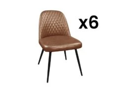 Lot De 6 Chaises JOPLIN - Simili & Métal - Marron