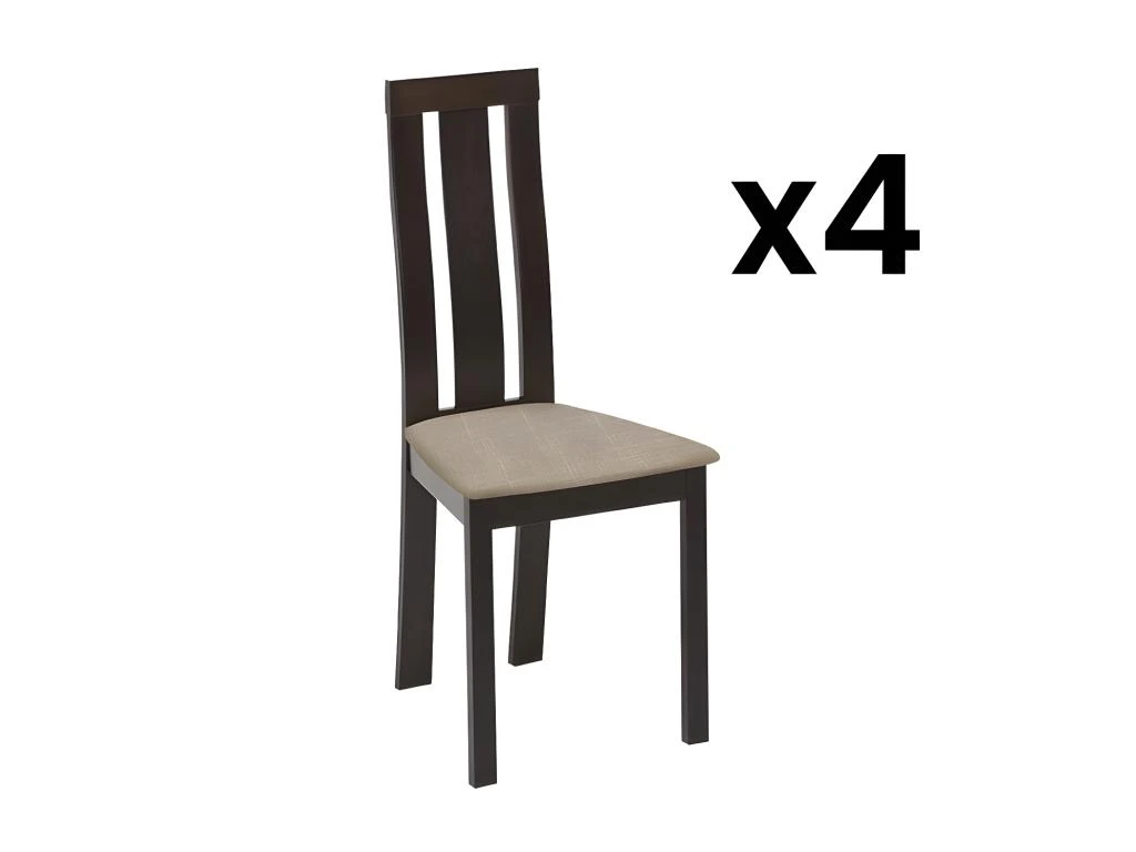 Lot De 4 Chaises DOMINGO - Hêtre Massif Wengé 3 Lot De 4 Chaises DOMINGO - Hêtre Massif Wengé