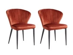 Lot De 2 Chaises CRUSTI - Velours Et Métal - Terracotta