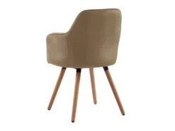 Lot De 2 Chaises Avec Accoudoirs ELEANA - Velours Et Métal Effet Bois - Beige -Mobilia Boutique chaise 480821