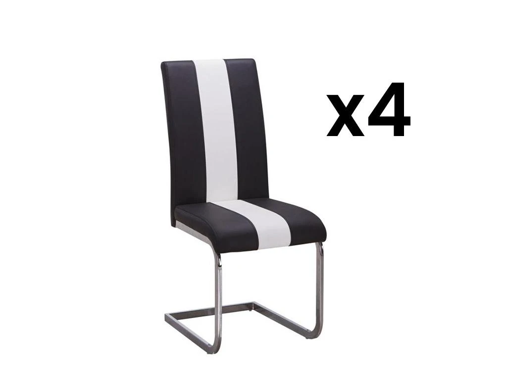 Lot De 4 Chaises En Simili TRINITY De Pascal MORABITO - Simili - Noir & Blanc 3 Lot De 4 Chaises En Simili TRINITY De Pascal MORABITO - Simili - Noir & Blanc