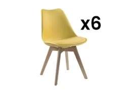 Lot De 6 Chaises JODY - Polypropylène Et Hêtre - Jaune