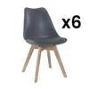 Lot De 6 Chaises JODY - Polypropylène Et Hêtre - Gris -Mobilia Boutique chaise 485459