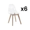Lot De 6 Chaises AUDRA - Polycarbonate Et Hêtre - Transparent -Mobilia Boutique chaise 485461