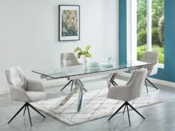 Chaise Avec Accoudoirs DIMIA - Tissu Et Métal - Crème -Mobilia Boutique chaise 486747