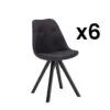 Lot De 6 Chaises Scandinaves ANEYA - Tissu & Pieds Hévéa - Noir -Mobilia Boutique chaise 491669