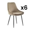 Lot De 6 Chaises - Velours Et Métal Noir - Taupe - MASURIE -Mobilia Boutique chaise 491675