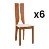 Lot De 6 Chaises SILVIA - Hêtre Massif - Merisier & Blanc -Mobilia Boutique chaise 491701