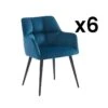 Lot De 6 Chaises Avec Accoudoirs - Velours Et Métal - Bleu - PEGA 2 Lot De 6 Chaises Avec Accoudoirs - Velours Et Métal - Bleu - PEGA -Mobilia Boutique chaise 491711