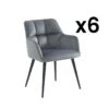Lot De 6 Chaises Avec Accoudoirs - Velours Et Métal - Gris - PEGA -Mobilia Boutique chaise 491713