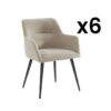 Lot De 6 Chaises - Avec Accoudoirs - Tissu Et Métal - Beige - HEKA -Mobilia Boutique chaise 491715