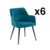 Lot De 6 Chaises - Avec Accoudoirs - Tissu Et Métal - Bleu - HEKA -Mobilia Boutique chaise 491717