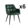 Lot De 6 Chaises Avec Accoudoirs - Velours Et Métal - Vert - PEGA -Mobilia Boutique chaise 491719