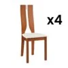Lot De 4 Chaises SILVIA - Hêtre Massif - Merisier & Blanc -Mobilia Boutique chaise 491727