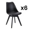 Lot De 6 Chaises JODY - Polypropylène Et Hêtre - Noir Et Pieds Noir -Mobilia Boutique chaise 491735