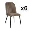 Lot De 6 Chaises ROSARIO - Effet Velours Et Métal Noir - Taupe -Mobilia Boutique chaise 491737