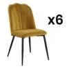 Lot De 6 Chaises ROSARIO - Effet Velours Et Métal Noir - Jaune -Mobilia Boutique chaise 491739