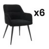 Lot De 6 Chaises - Avec Accoudoirs - Tissu Et Métal - Noir - HEKA -Mobilia Boutique chaise 491765