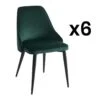 Lot De 6 Chaises - Velours Et Métal - Vert - EZRA -Mobilia Boutique chaise 491773