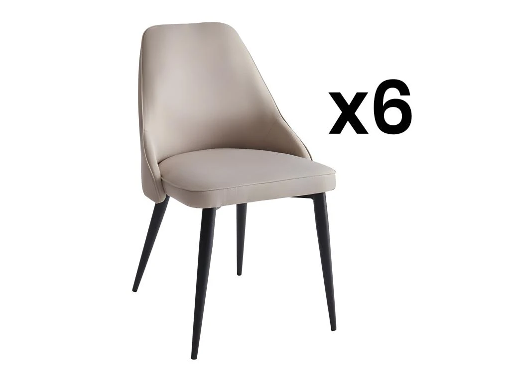 Lot De 6 Chaises EZRA - Tissu Et Métal - Crème 3 Lot De 6 Chaises EZRA - Tissu Et Métal - Crème