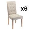 Lot De 6 Chaises VILLOSA - Tissu & Pieds Bois - Beige -Mobilia Boutique chaise 491797