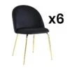 Lot De 6 Chaises - Velours Et Métal Doré - Noir - MELBOURNE -Mobilia Boutique chaise 491799