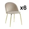 Lot De 6 Chaises - Velours Et Métal Doré - Beige - MELBOURNE -Mobilia Boutique chaise 491805