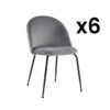 Lot De 6 Chaises - Velours Et Métal Noir Mat - Gris - MELBOURNE 2 Lot De 6 Chaises - Velours Et Métal Noir Mat - Gris - MELBOURNE -Mobilia Boutique chaise 491807