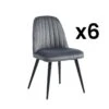 Lot De 6 Chaises ELEANA - Velours & Métal Noir - Gris -Mobilia Boutique chaise 491821