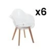 Lot De 6 Chaises Avec Accoudoirs VIXI - Polycarbonate Et Hêtre - Transparent -Mobilia Boutique chaise 491845