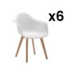 Lot De 6 Chaises Avec Accoudoirs VIXI - Polypropylène Et Hêtre - Blanc -Mobilia Boutique chaise 491847