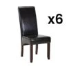 Lot De 6 Chaises ROVIGO - Simili Marron Brillant - Pieds Bois Foncé -Mobilia Boutique chaise 491919