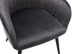 Lot De 2 Chaises Avec Accoudoirs En Velours Et Métal Noir - Gris - ELEANA -Mobilia Boutique chaise 497379