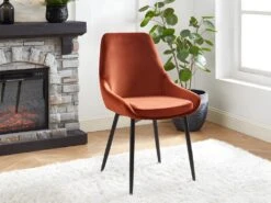 Lot De 6 Chaises - Velours Et Métal Noir - Terracotta - MASURIE -Mobilia Boutique chaise 497739