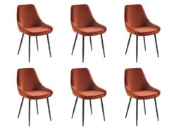 Lot De 6 Chaises - Velours Et Métal Noir - Terracotta - MASURIE -Mobilia Boutique chaise 497741