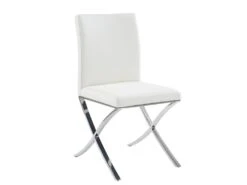 Lot De 2 Chaises - Simili Et Acier Inoxydable - Blanc - CALY -Mobilia Boutique chaise 497807