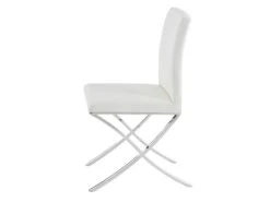 Lot De 2 Chaises - Simili Et Acier Inoxydable - Blanc - CALY -Mobilia Boutique chaise 497811