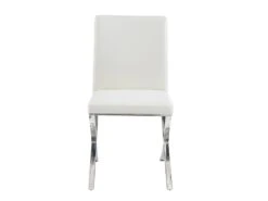 Lot De 2 Chaises - Simili Et Acier Inoxydable - Blanc - CALY -Mobilia Boutique chaise 497813