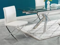 Lot De 2 Chaises - Simili Et Acier Inoxydable - Blanc - CALY -Mobilia Boutique chaise 497819