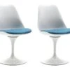 Lot De 2 Chaises En Polypropylène, Tissu Et Métal - Bleu Et Blanc - XAFY 2 Lot De 2 Chaises En Polypropylène, Tissu Et Métal - Bleu Et Blanc - XAFY -Mobilia Boutique chaise 497953
