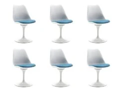 Lot De 6 Chaises En Polypropylène, Tissu Et Métal - Bleu Et Blanc - XAFY -Mobilia Boutique chaise 497971