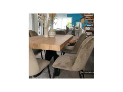 Lot De 2 Chaises ROSARIO - Effet Velours Et Métal Noir - Taupe -Mobilia Boutique chaise 500411