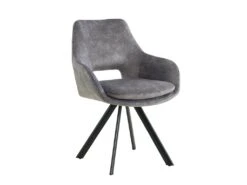 Lot De 2 Chaises Avec Accoudoirs - Velours Et Métal - Gris - KELINE -Mobilia Boutique chaise 506947