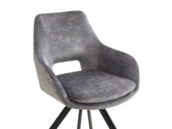 Lot De 2 Chaises Avec Accoudoirs - Velours Et Métal - Gris - KELINE -Mobilia Boutique chaise 506949