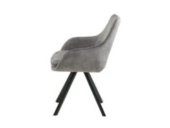Lot De 2 Chaises Avec Accoudoirs - Velours Et Métal - Gris - KELINE -Mobilia Boutique chaise 506951