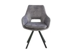 Lot De 2 Chaises Avec Accoudoirs - Velours Et Métal - Gris - KELINE -Mobilia Boutique chaise 506955