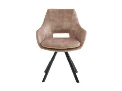 Lot De 2 Chaises Avec Accoudoirs - Velours Et Métal - Beige - KELINE -Mobilia Boutique chaise 506995