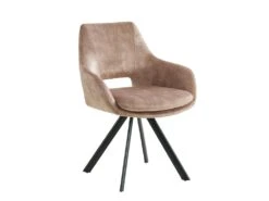 Lot De 2 Chaises Avec Accoudoirs - Velours Et Métal - Beige - KELINE -Mobilia Boutique chaise 507003